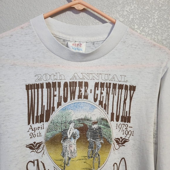WILDFLOWER CENTURY x VINTAGE 90s Chico bicycle ride event tee long sleeve S - Picture 8 of 9